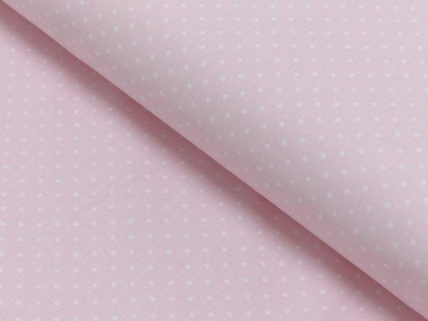 Baumwoll Druck Tupfen Hellrosa/ Weiß 2mm